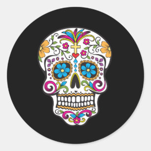 Cute Sugar Skull Happy Day of the Dead Classic Round Sticker
