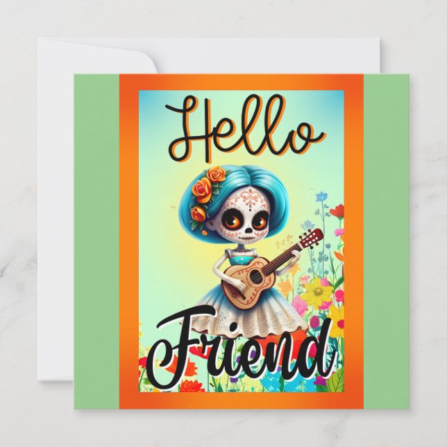 Cute Sugar Skull  Holiday Card (Front)