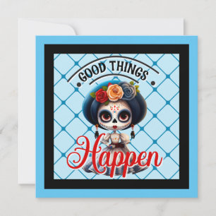 Cute Sugar Skull Holiday Card