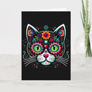 Cute Sugar Skull Mexican Cat Card