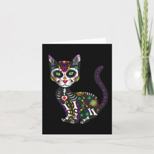 Cute Sugar Skull Mexican Cat Halloween Day Of The  Card