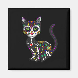 Cute Sugar Skull Mexican Cat Halloween Day Of The  Magnet