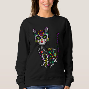 Cute Sugar Skull Mexican Cat Halloween Day Of The Sweatshirt