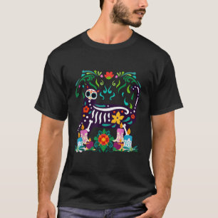 Cute Sugar Skull Mexican Cat Halloween Mexico Cinc T-Shirt
