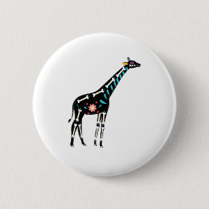 Cute Sugar Skull Mexican Giraffe Halloween Day Of 6 Cm Round Badge