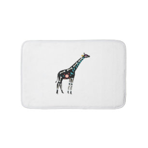 Cute Sugar Skull Mexican Giraffe Halloween Day Of Bath Mat