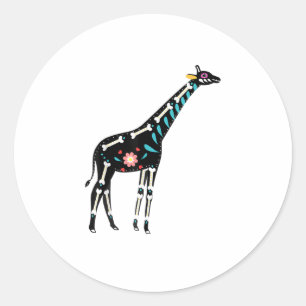 Cute Sugar Skull Mexican Giraffe Halloween Day Of  Classic Round Sticker