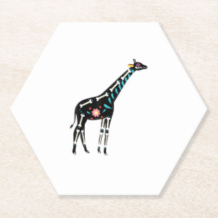 Cute Sugar Skull Mexican Giraffe Halloween Day Of Paper Coaster