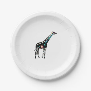 Cute Sugar Skull Mexican Giraffe Halloween Day Of Paper Plate