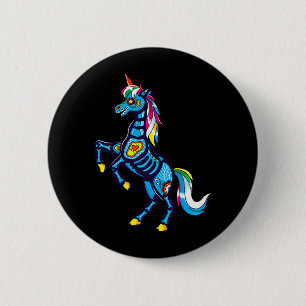 Cute Sugar Skull Mexican Unicorn Halloween Day Of 6 Cm Round Badge