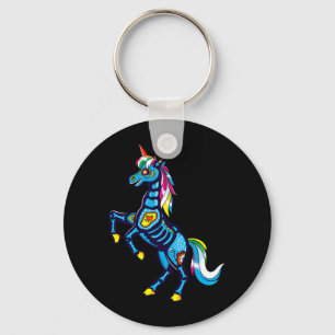 Cute Sugar Skull Mexican Unicorn Halloween Day Of Key Ring