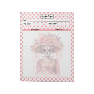Cute Sugar Skull Recipe Page Notepad
