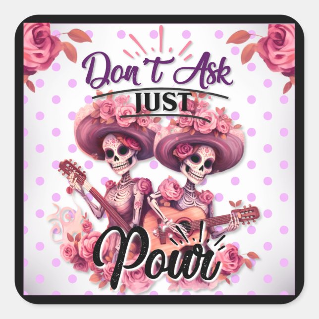 Cute Sugar Skull  Square Sticker (Front)