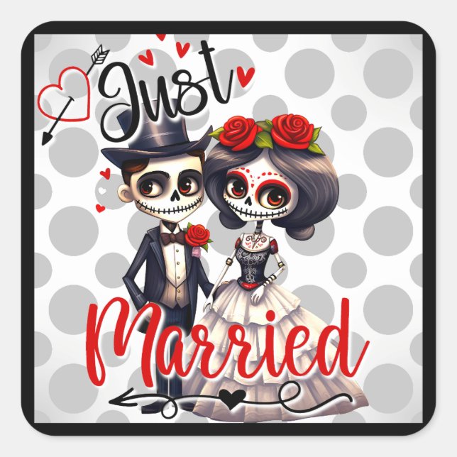 Cute Sugar Skull  Square Sticker (Front)