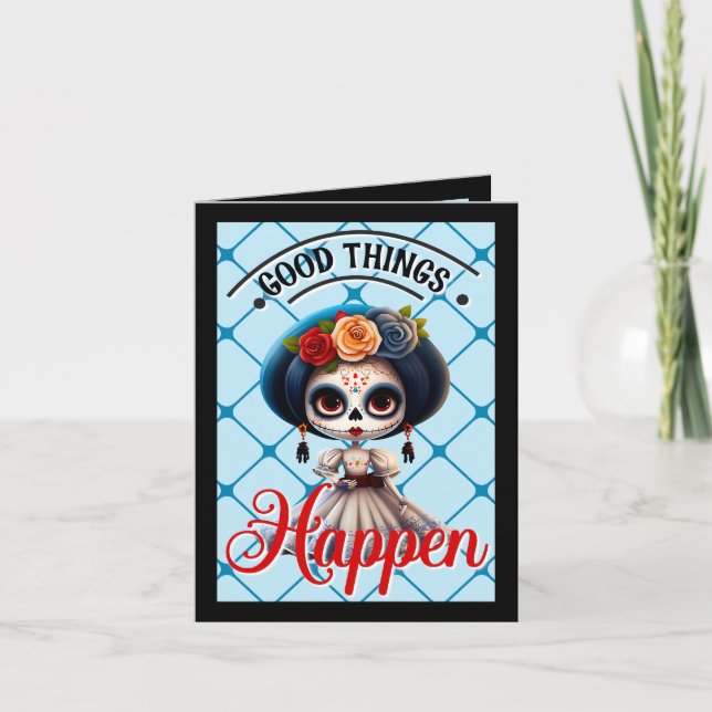 Cute Sugar Skull  Thank You Card (Front)