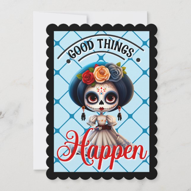 Cute Sugar Skull  Thank You Card (Front)