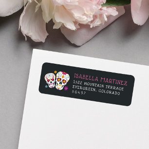 Cute Sugar Skulls Day of the Dead Return Address Label