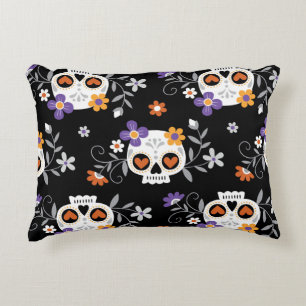 Cute Sugar Skulls Hand Drawn Decorative Cushion