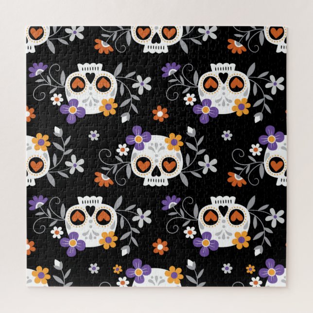 Cute Sugar Skulls Hand Drawn Jigsaw Puzzle (Vertical)
