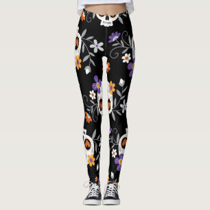 Cute Sugar Skulls Hand Drawn Leggings