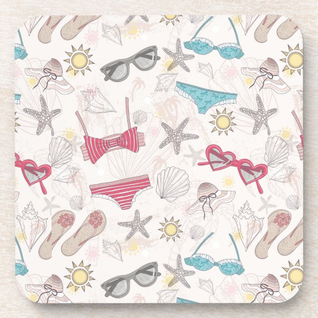 Cute Summer Abstract Pattern Coaster (Front)