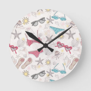 Cute Summer Abstract Pattern Round Clock