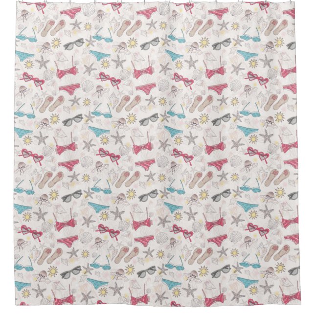 Cute Summer Abstract Pattern Shower Curtain (Front)