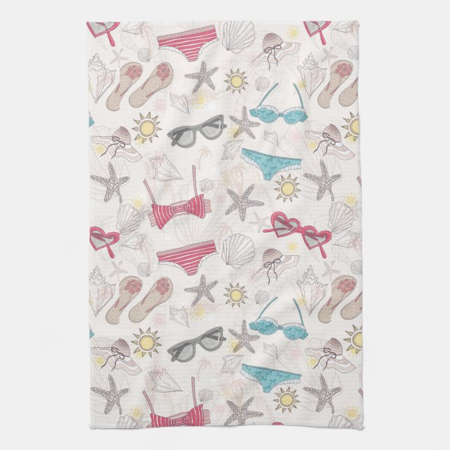 Cute Summer Abstract Pattern Tea Towel (Vertical)