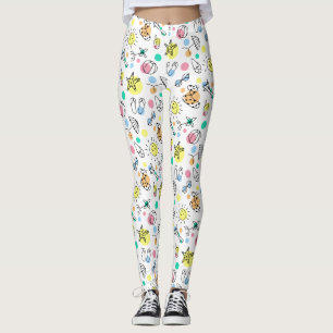 Cute Summer Beach Holiday Doodles Leggings