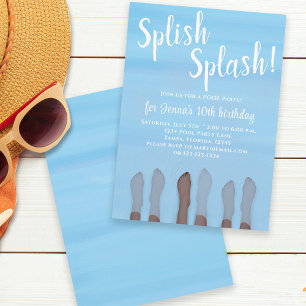 Cute Summer Beach Lake Ocean Girly Party Invitation