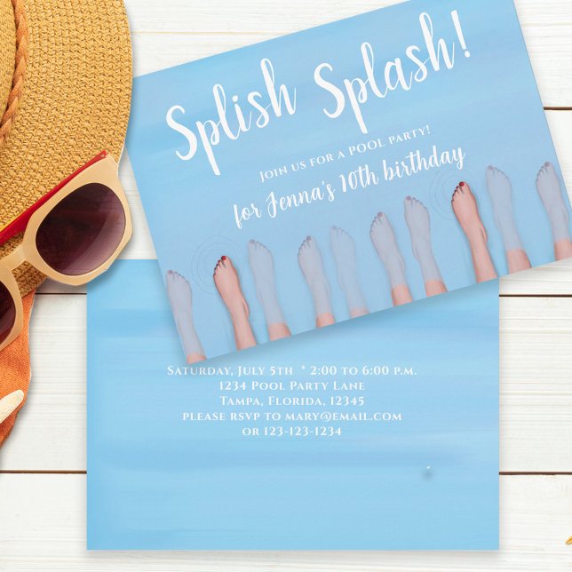 Cute Summer Beach Lake Ocean Girly Party  Invitation (Creator Uploaded)