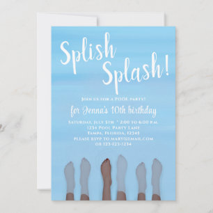 Cute Summer Beach Lake Ocean Girly Party Invitation