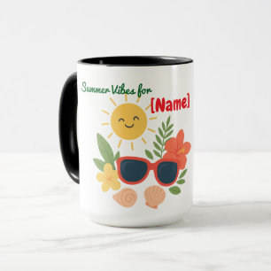 Cute Summer Beach Mug Personalised Name Sun
