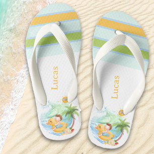 Cute Summer Beach Name Boy Kid's Thongs