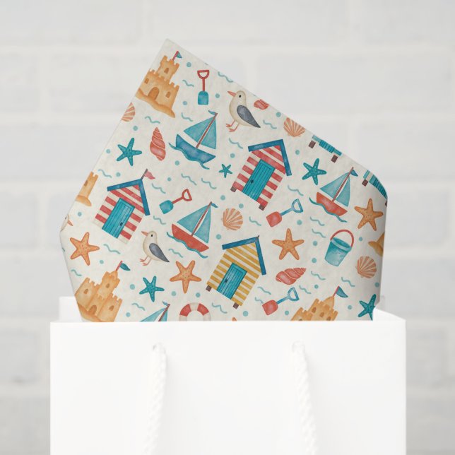 Cute Summer Beach Ocean Pattern Tissue Paper (Gift Bag)