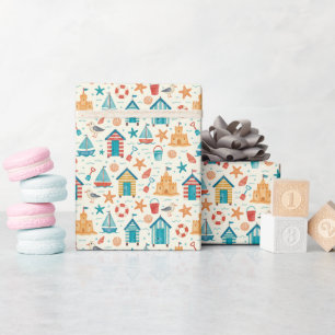 Cute Summer Beach Ocean Print Wrapping Paper Roll