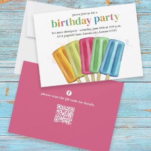 Cute Summer Birthday Party Popsicles Custom Invitation