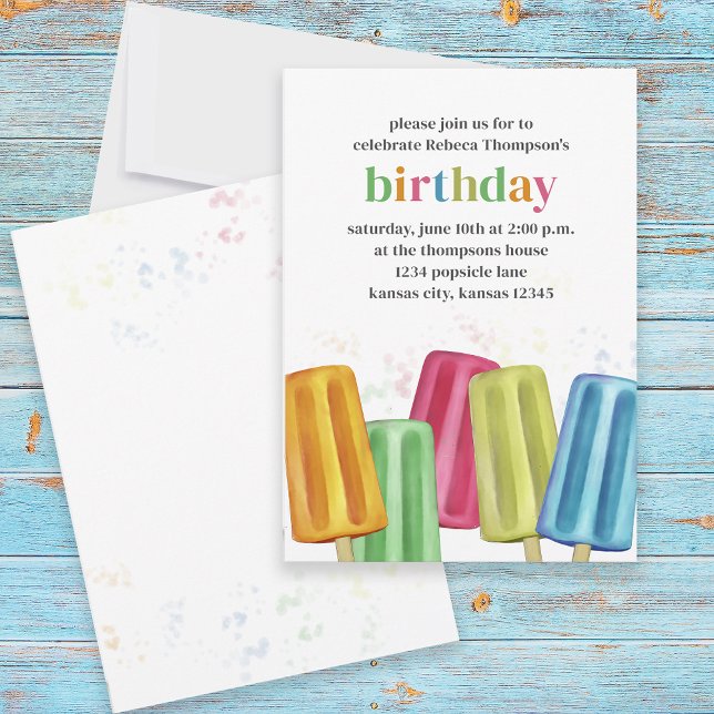 Cute Summer Birthday Popsicles Custom Invitation (Creator Uploaded)