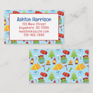 Cute Summer Camp Pattern Contact Card