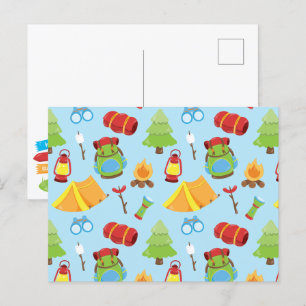 Cute Summer Camp Pattern Postcard