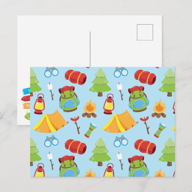 Cute Summer Camp Pattern Postcard (Front/Back)