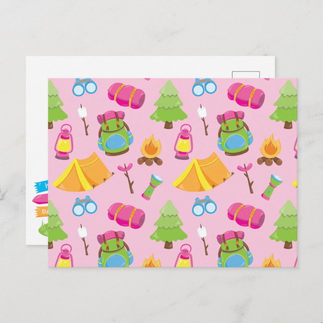 Cute Summer Camp Pattern Postcard (Front/Back)