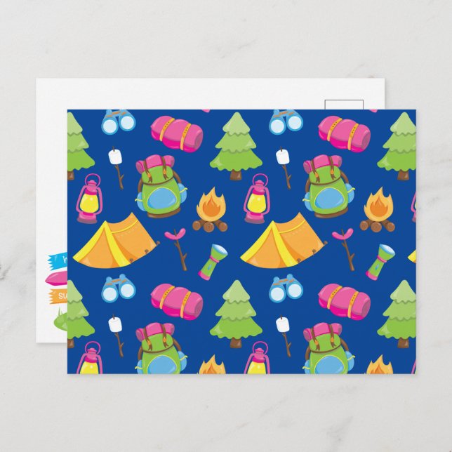 Cute Summer Camp Pattern Postcard (Front/Back)