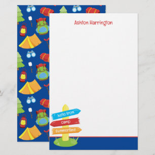 Cute Summer Camp Pattern Stationery