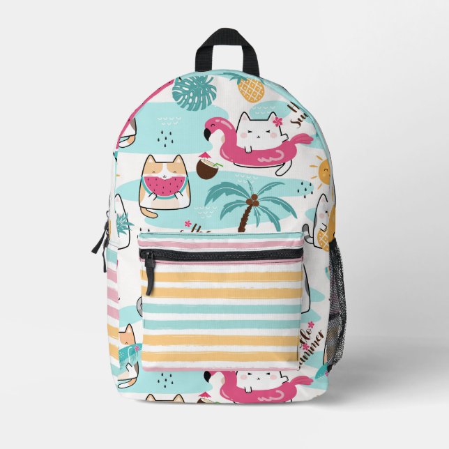 Cute Summer Cat Backpack (Front)