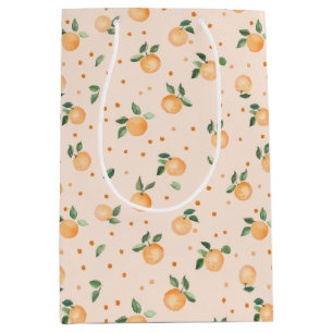 Cute Summer Citrus Oranges Fruit Pattern Medium Gift Bag