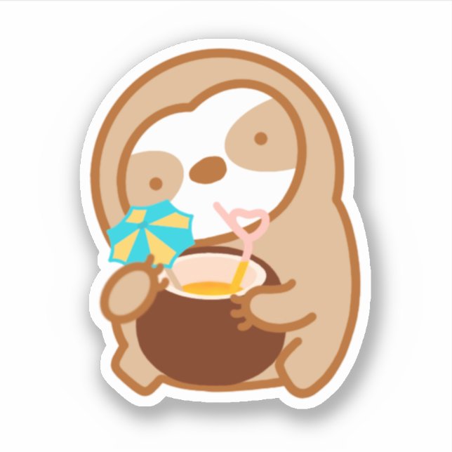 Cute Summer Coconut Drink Sloth (Front)