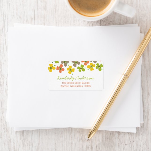 Cute Summer Daisy Pop Flowers Fun Birthday Address Label (Insitu)