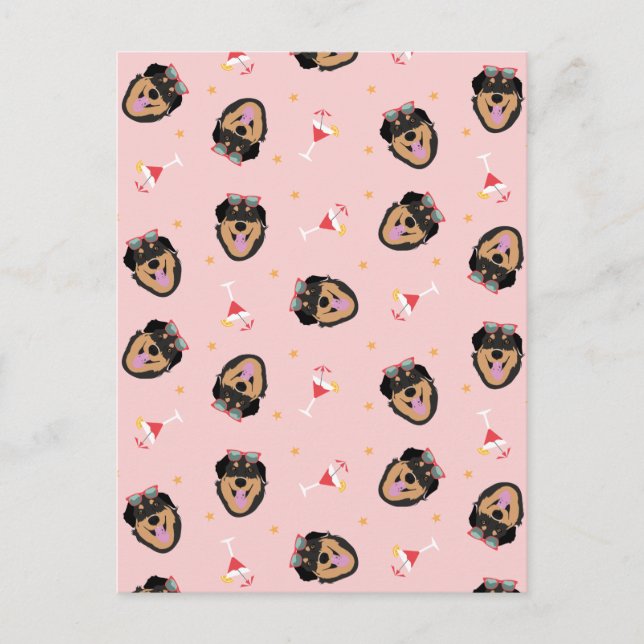 Cute Summer Dog With Sunglasses Pattern Postcard (Front)