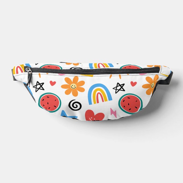 Cute Summer Doodles Whimsical Seamless Pattern Bum Bags (Lay Down)